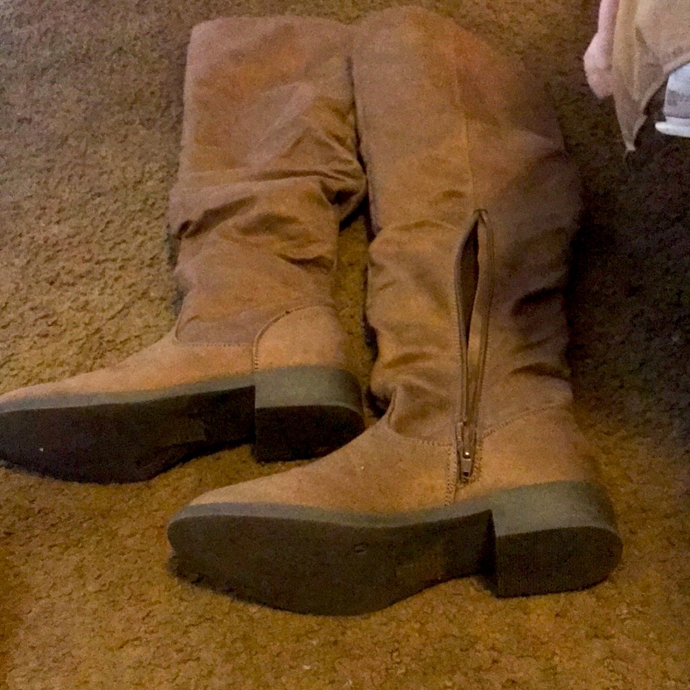Knee high suede boots